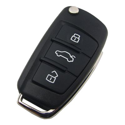 Audi MQB 3 Button Flip Remote Key – AES48 Chip – 434 MHz ASK – Compatible With 8V0837220 / 8V0837220D / 8V0837220G - 1