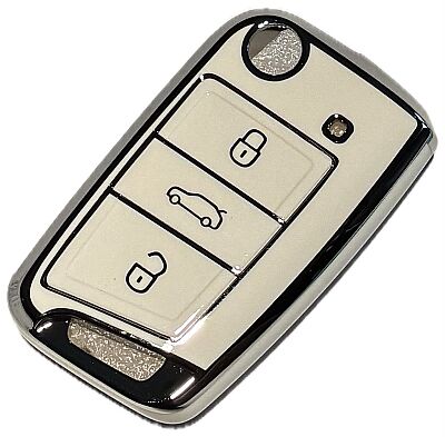 Capa nano branca para chave Volkswagen de 3 botões - 1