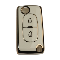 Housse nano blanche pour clé Peugeot à 2 boutons - 