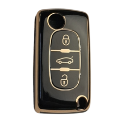Peugeot 3-Button Black Nano Remote Key Cover - 1