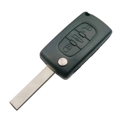 Peugeot Flip Chiave Guscio 3 Pulsanti con posizione della batteria - 1