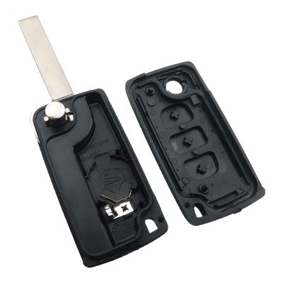Peugeot Flip Chiave Guscio 3 Pulsanti con posizione della batteria - 5