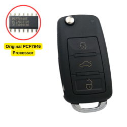 Volkswagen Touareg, Phaeton 3 Button Flip Remote Key (AfterMarket) (433 MHz, ID46) - 2